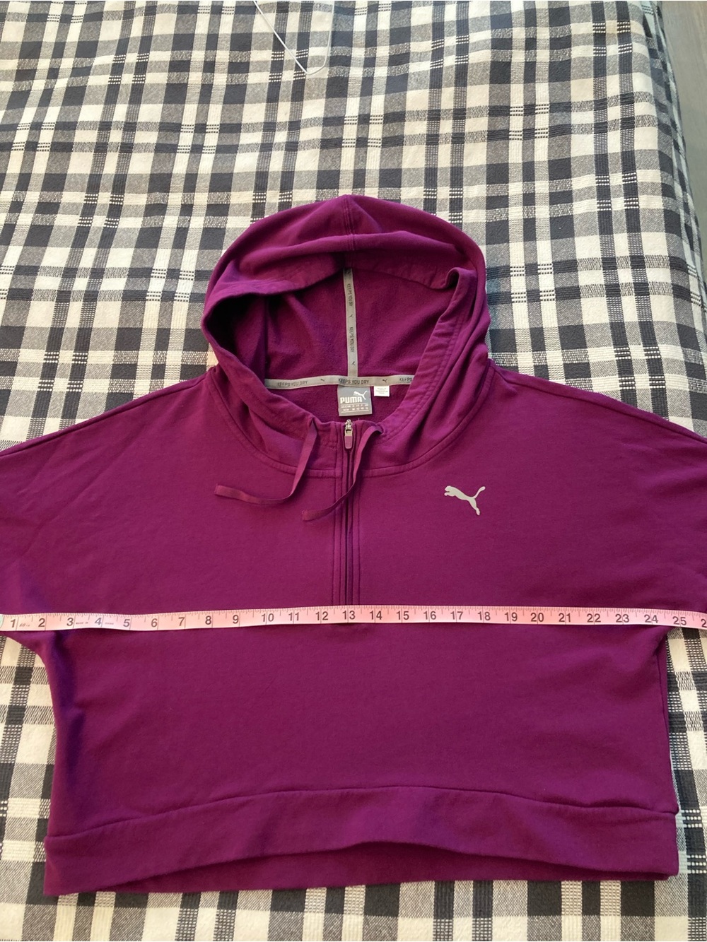 Puma Womens Transition Crop Hoodie Purple 1/4 Zip Pullover Sweatshirt Activewear - Picture 7 of 8